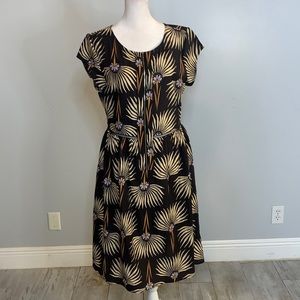 [Relished] Black Leaf/Floral Pattern Dress - Size Medium